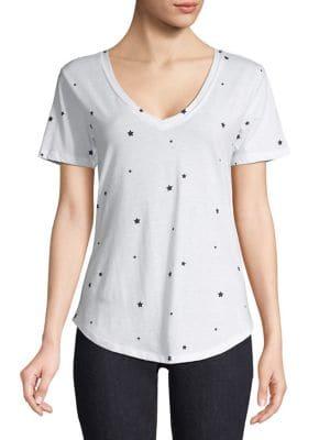 White Crow Star-print V-neck Tee