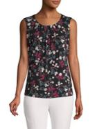 Calvin Klein Petite Floral Dotted Pleated Top