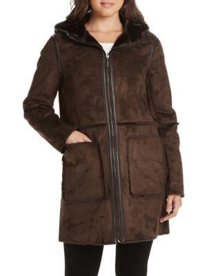 Weatherproof Faux Shearling Hooded Coat