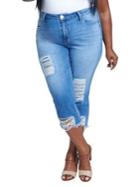 Seven7 Plus Distressed High-rise Cropped Jeans