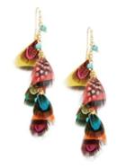 Design Lab Feather Beaded Drop Earrings