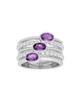 Lord & Taylor Amethyst And Sterling Silver Ring