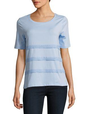 Lord & Taylor Petite Textured Stripe Short-sleeve Tee