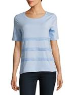 Lord & Taylor Petite Textured Stripe Short-sleeve Tee