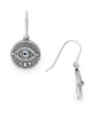 Alex And Ani Crystal And Sterling Silver Textured Evil Eye Hook Earrings