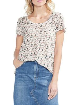 Vince Camuto Sapphire Bloom Floral Linen Tee