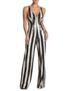 Dress The Population Bobbie Two-tone Sequin Stripe Jumpsuit