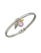 Lord & Taylor 14k Yellow Gold Sterling Silver And Amethyst Bracelet