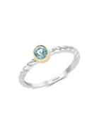 Effy Sterling Silver, 18k Yellow Gold And Sky Blue Topaz Twist Ring