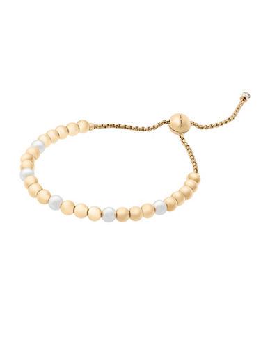 Michael Kors Beaded Goldtone & Pearl Slider Bracelet