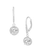 Lord & Taylor Round-shaped 925 Sterling Silver & Crystal Halo Drop Earrings