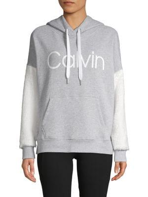 Calvin Klein Performance Faux Fur-trim Cotton-blend Hoodie