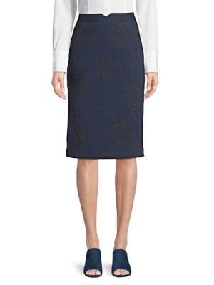 Context Floral Embroidered Pencil Skirt