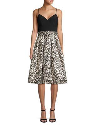 Eliza J Sleeveless Leopard-printed Dress