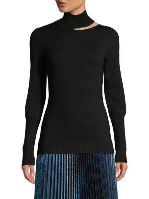Elie Tahari Vita Wool-blend Cutout Mockneck Sweater