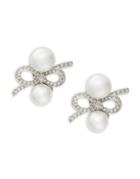 Kenneth Jay Lane Faux Pearl And Crystal Stud Earrings