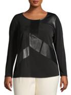 Calvin Klein Plus Faux-leather Long-sleeve Top