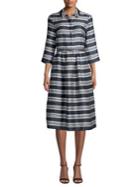 Max Mara Studio Belted Linen & Silk Blend A-line Dress