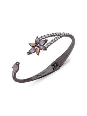 Jenny Packham Multi-colored Crystal And Hematite Hinge Bracelet