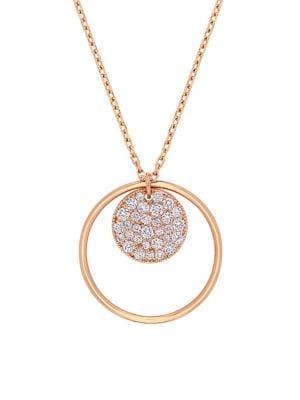 Sonatina 14k Rose Gold & Diamond Circle Pendant Necklace