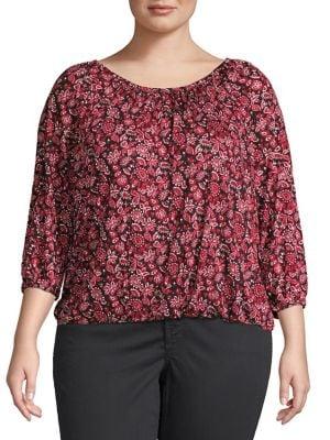 Michael Michael Kors Plus Paisley Three-quarter Sleeve Top