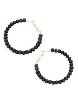 Design Lab Beaded Goldtone Hoop Earrings