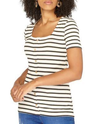 Dorothy Perkins Striped Button Top