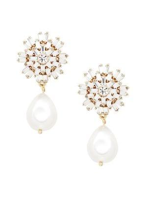 Stein And Blye Goldtone, Faux Pearl & Crystal Teardrop Earrings