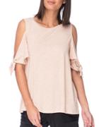 B Collection By Bobeau Heathered Cold-shoulder Top