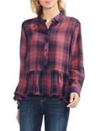 Vince Camuto Sapphire Bloom Plaid Top