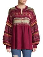 Free People Printed Half-zip Sweater