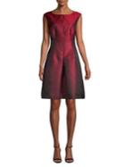Anne Klein Pleated Jacquard Fit-&-flare Dress