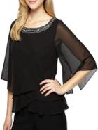 Alex Evenings Beaded Quarter-sleeve Blouse