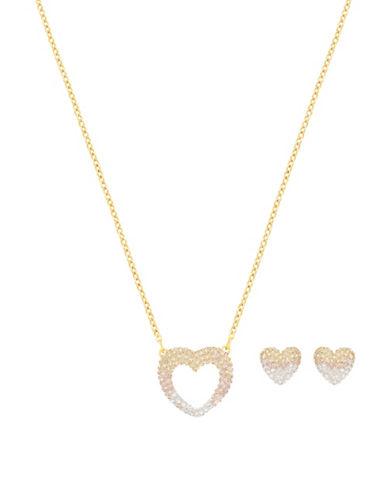 Enjoy Two-piece Swarovski Crystal Goldplated Pendant Necklace And Stud Earrings Set