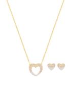 Enjoy Two-piece Swarovski Crystal Goldplated Pendant Necklace And Stud Earrings Set