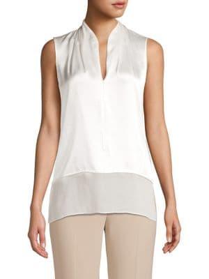 Elie Tahari Rosie Silk Popover Sleeveless Blouse