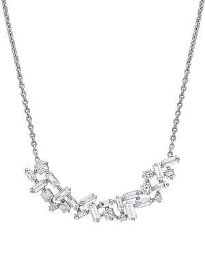 Sonatina 14k White Gold & Princess & Baguette-cut Diamond Pendant Necklace