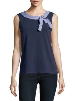 Ivanka Trump Stripe Collar Tank Top