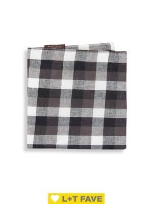 Black Brown Miramar Check Cotton Pocket Square