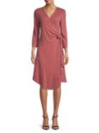 H Halston V-neck Dobby-knit Wrap Dress