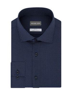 Michael Kors Slim-fit Printed Stretch Dress Shirt