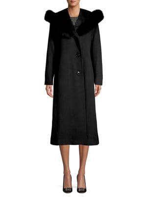 Sofia Cashmere Wool & Cashmere Dyed Fox Fur-trimmed Coat
