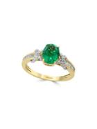 Effy Brasilica Diamond, Natural Emerald And 14k White Gold And Yellow Gold Ring