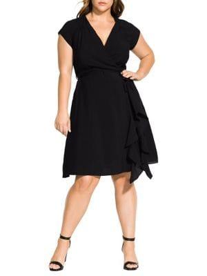 City Chic Plus Satin Ruffle Dress