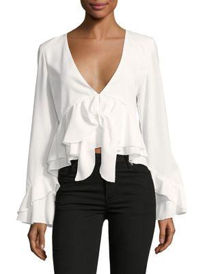 Finders Ruffled Plunging Top