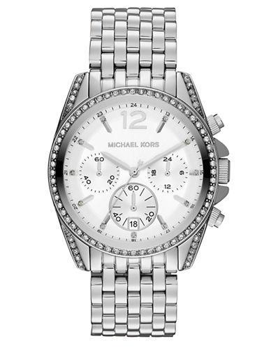 Michael Kors Ladies Pressley Silver-tone & Crystal Chronograph Glitz Watch