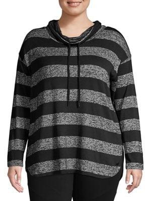 Calvin Klein Performance Plus Striped Cowlneck Pullover