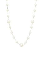 Lord & Taylor 925 Sterling Silver, 9.5mm & 5.5mm White Pearl Necklace