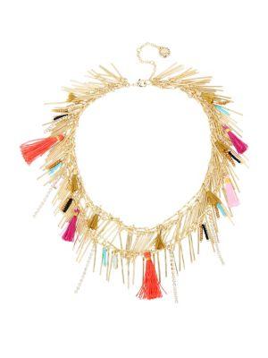 Bcbgeneration Angeleno Summer Crystal Multi-row Fringe And Charm Necklace