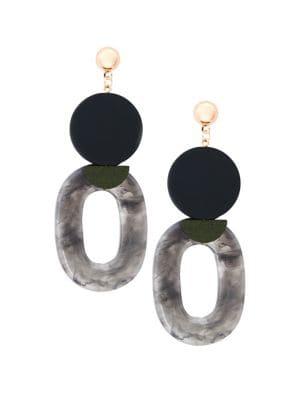 Design Lab Oval Linear Drop Earrings